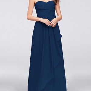 Navy David’s bridal bridesmaids dress. Worn once.